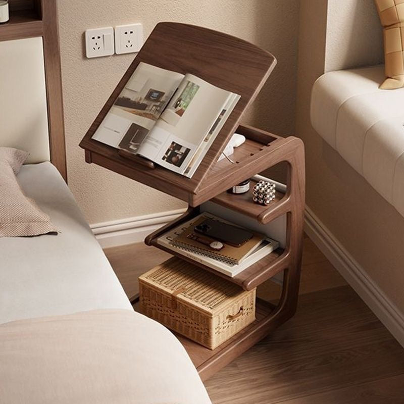 طاولة جانبية ذكية من الخشب الطبيعي – كل ما تحتاجه بجانب سريرك